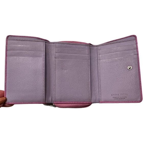 Vintage Donna Eletta Italian Leather Zip Wallet Purple Pink - Picture 4 of 6